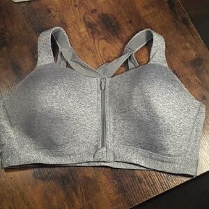 NWOT MTA Sport 3X Heathered grey Front Zip Pinchless Padded Wirefree Sports Bra